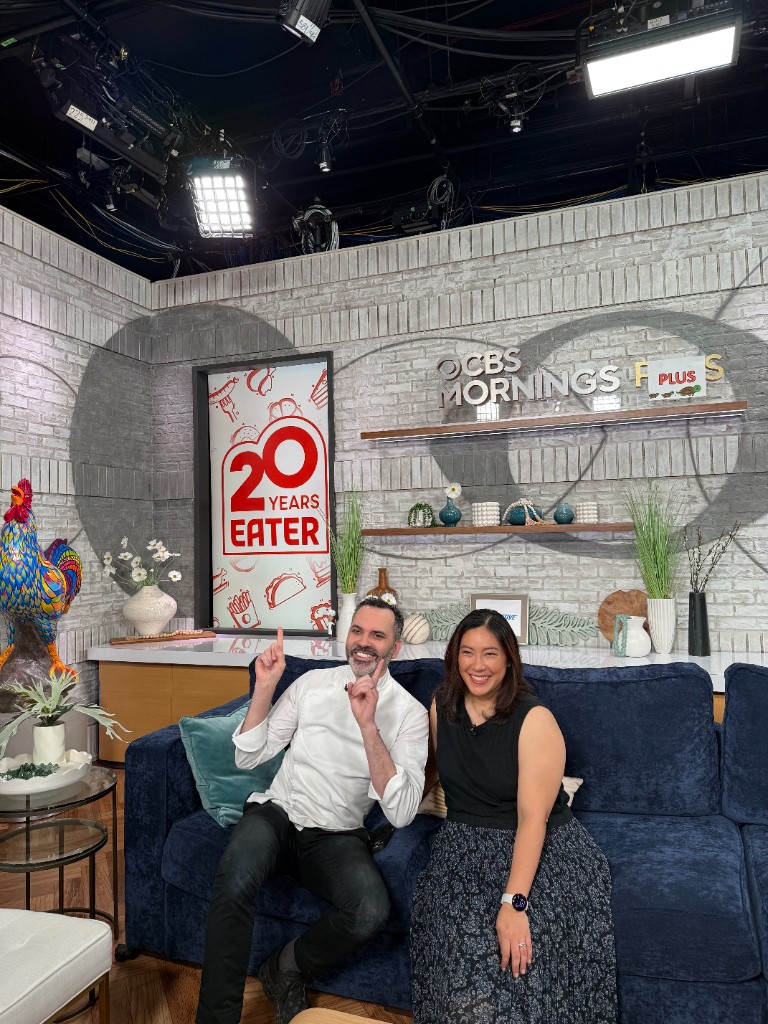 Dominique Ansel and Stephanie Wu on the CBS Mornings Plus set for Eater's 20th anniversary