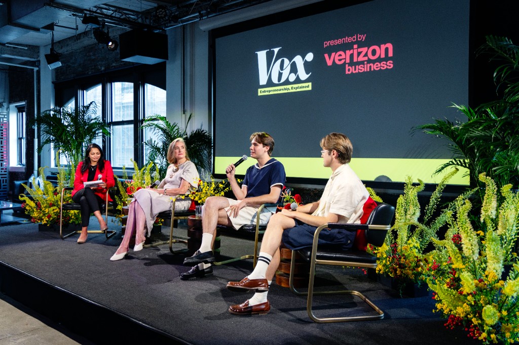 The Entrepreneurship, Explained panel on stage, presented by Verizon Business